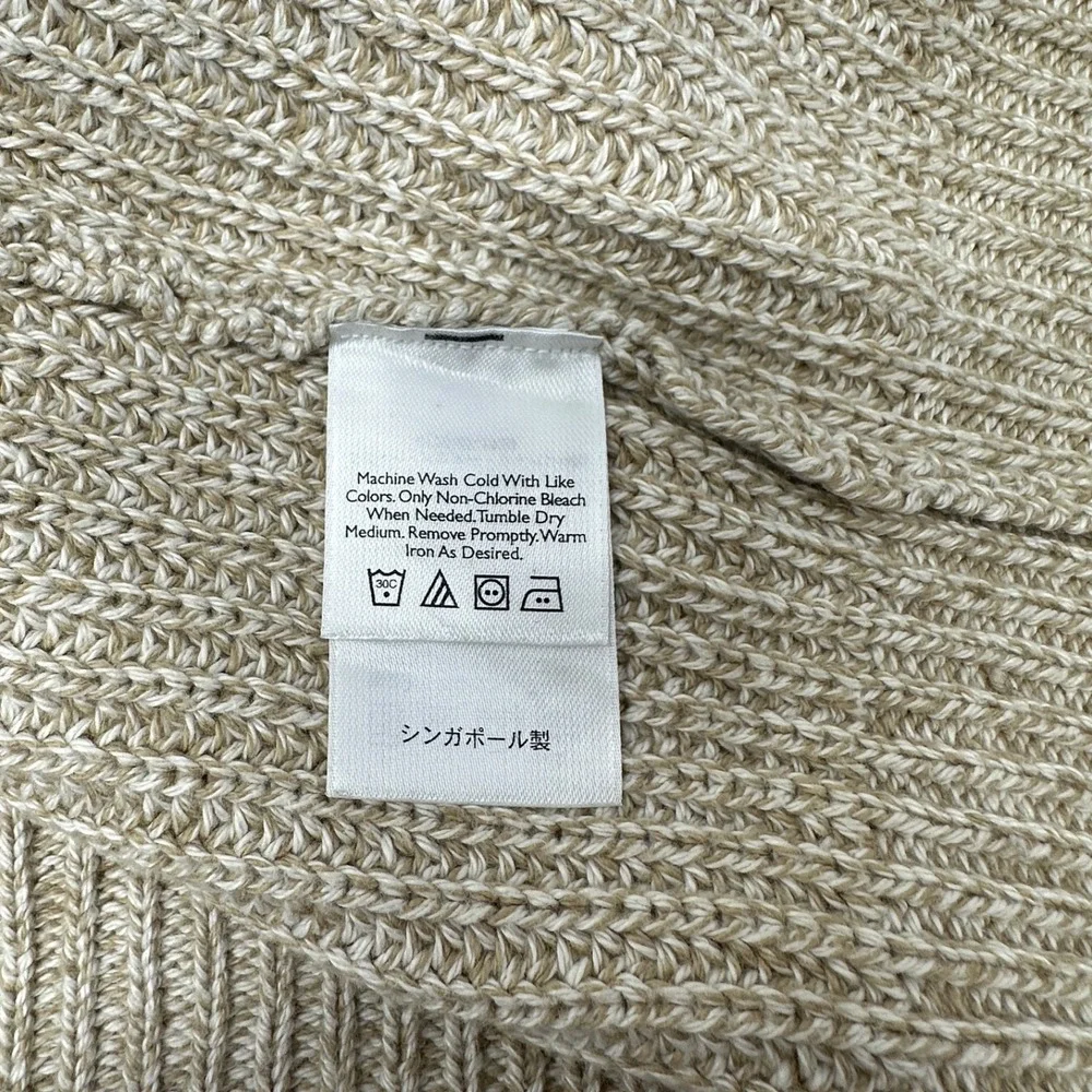 EDDIE BAUER Heritage Vintage Henley Sweater Beige 100% Cotton Chunky Knit‎ 2XL - Picture 9 of 9